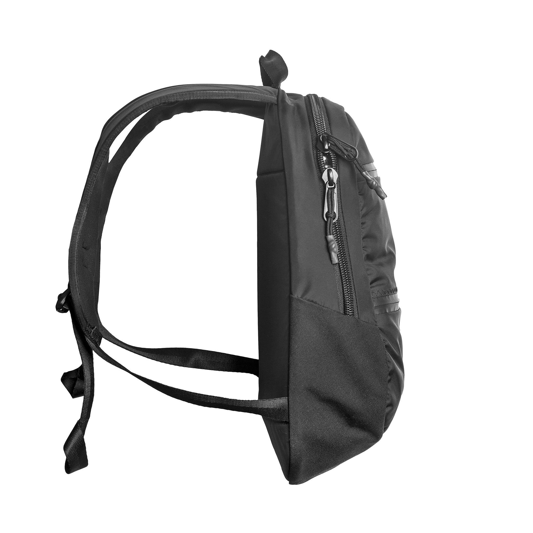 Jett Pack Carbon backpack left side view straps out - color:black, capacity:15L